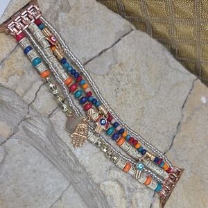 Multicolor Beaded Hamsa Charm Bracelet - For Apple Watch Band